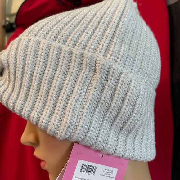 ♠️KATE SPADE NEW YORK Metallic Bow Beanie In French Cream